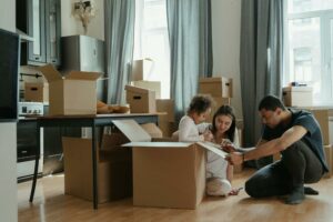 Young family moving into home